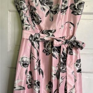 Pink Floral Dress with Belt